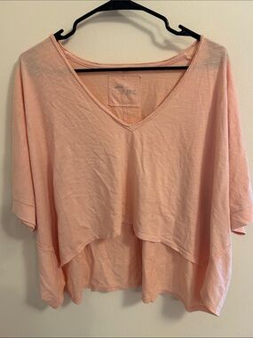 aerie Soft Pink V-Neck Layered Tunic Top